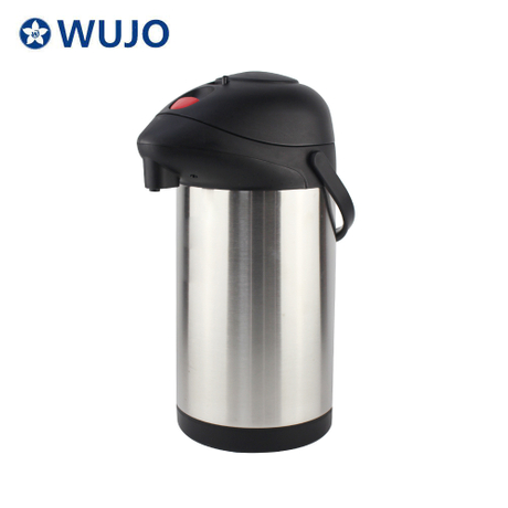 WUJO hot cold water air pump coffee pot flask thermos stainless steel  airpot with lever