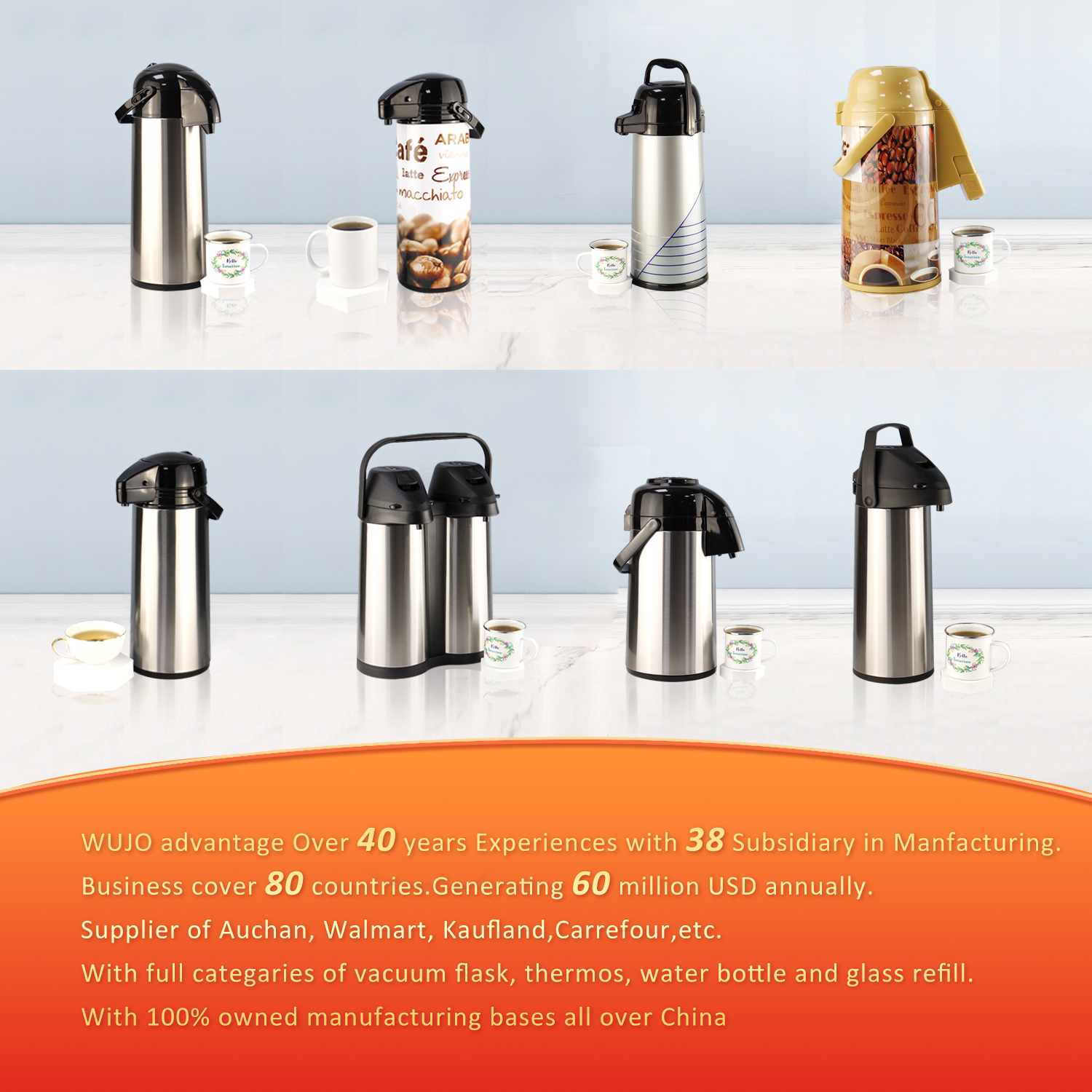 China Wholesale OEM Customized Hot Water Tea Thermal Coffee Airpot with Level