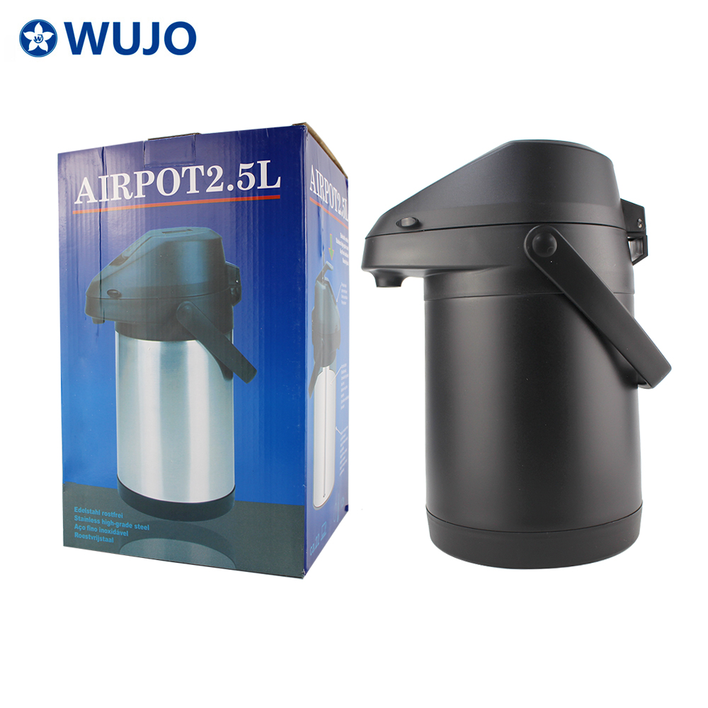WUJO Silver Stainless Steel Pump Hot Water Airpot Coffee Dispenser 