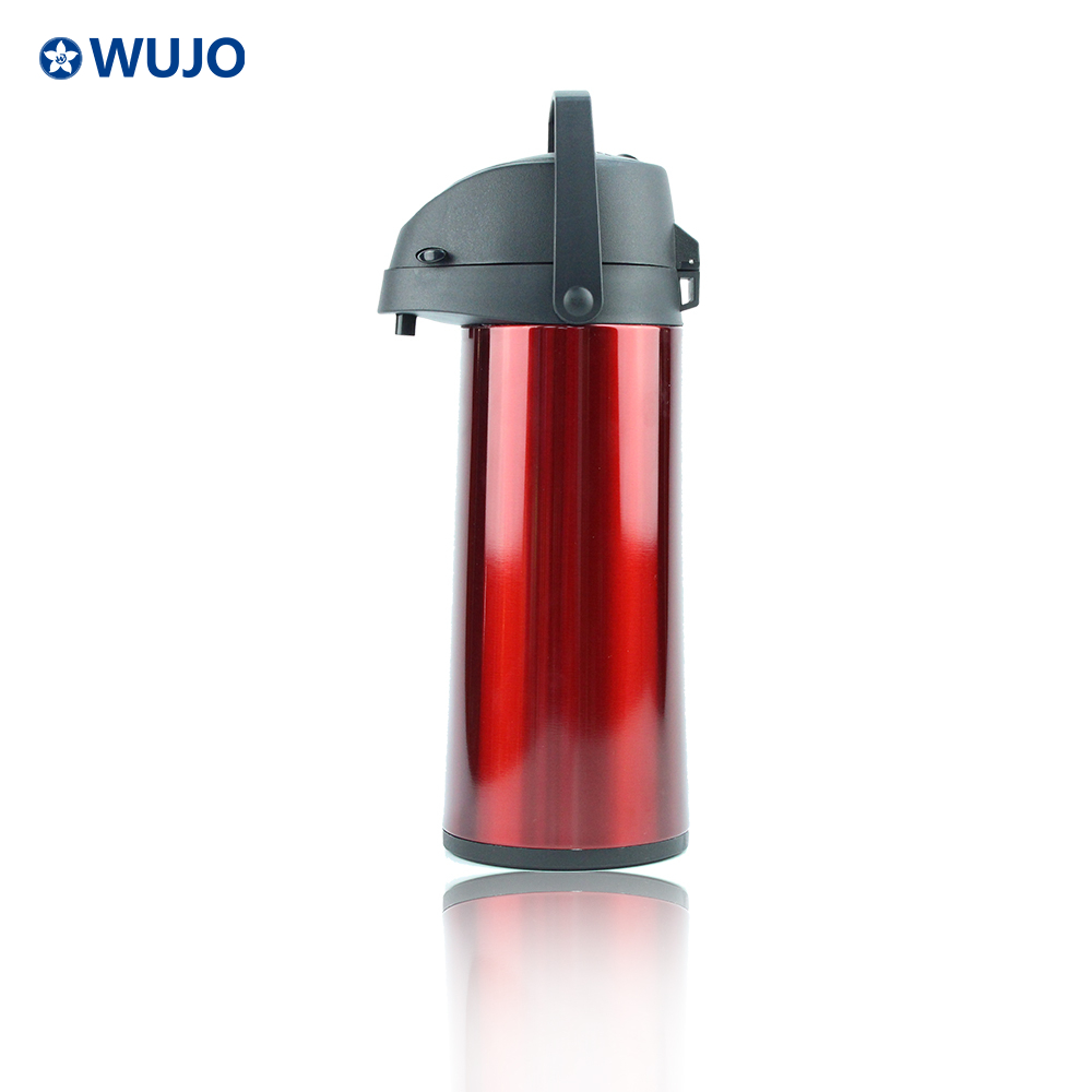 WUJO Air Pressure Pump Pot Flask Vacuum Hot Coffee Tea Thermos Plastic Airpot