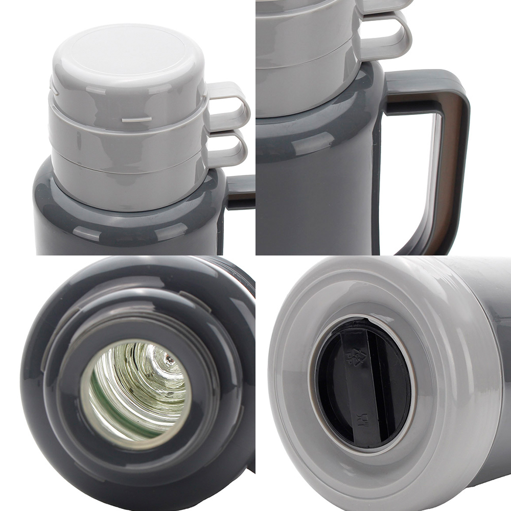 WUJO 1.8L Grey European Hot Tea Water Vacuum Plastic Travel Coffee Thermos