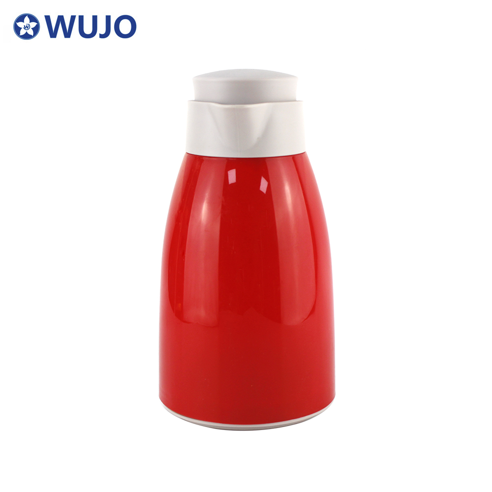 WUJO Red Custom Hot Cold Thermal Arabic Coffee Pot Vacuum Flask Plastic Thermos