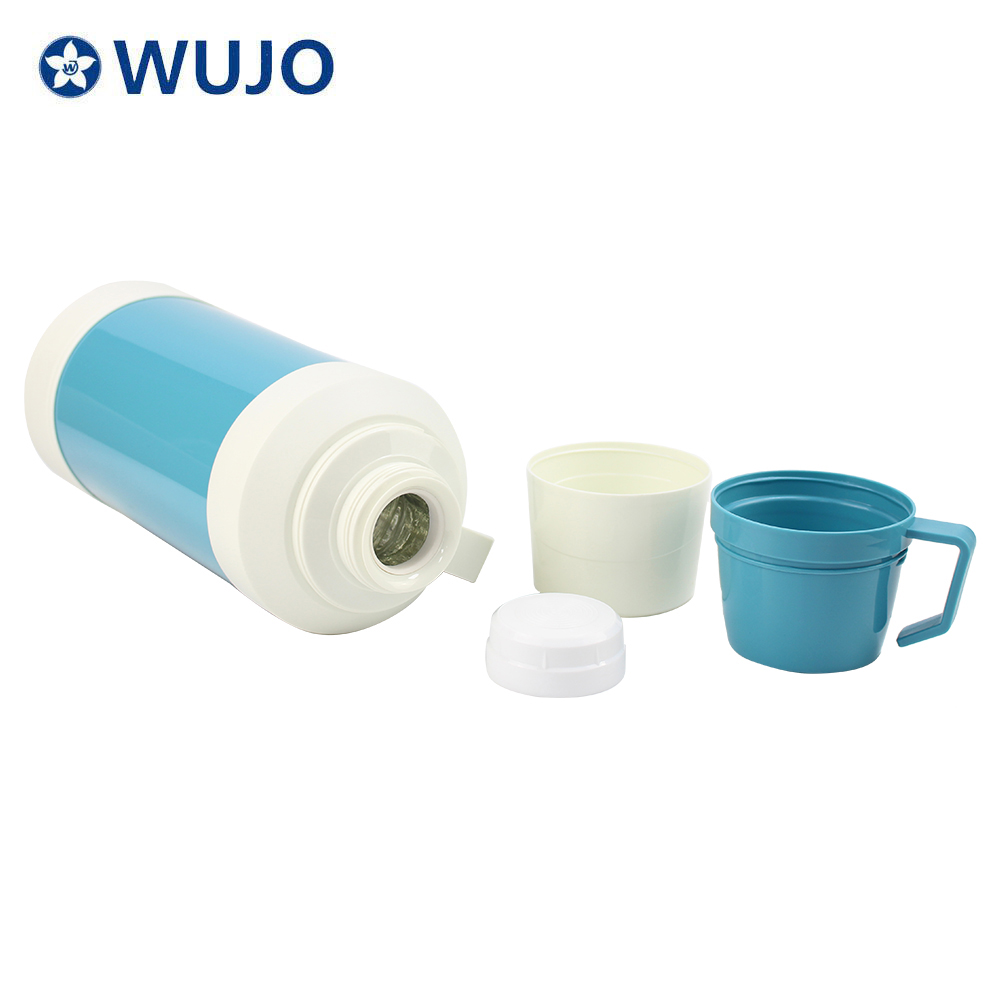 Vacuum Insulated 1L Plastic Thermos Bottle with Glass Refill - WUJO 