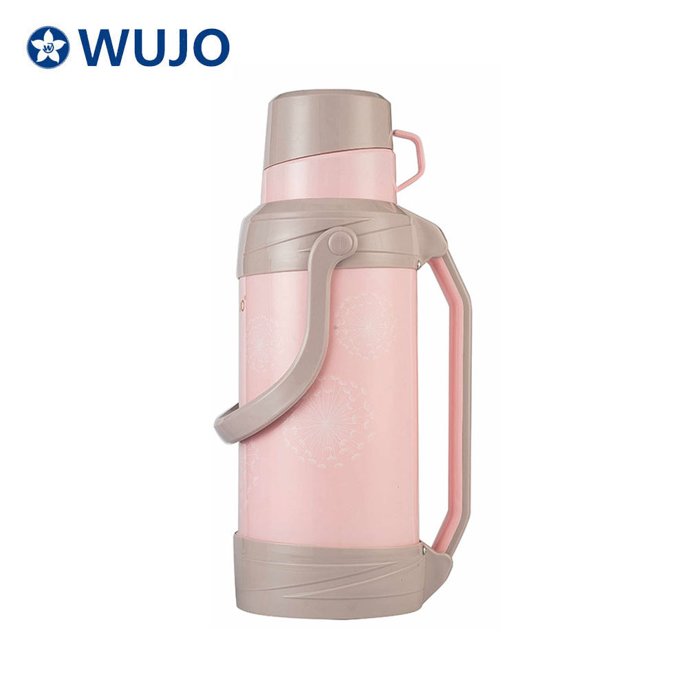 WUJO Wholesale Glass Plastic Coffee Pot Hot Water Tea Thermos Vacuum Flask