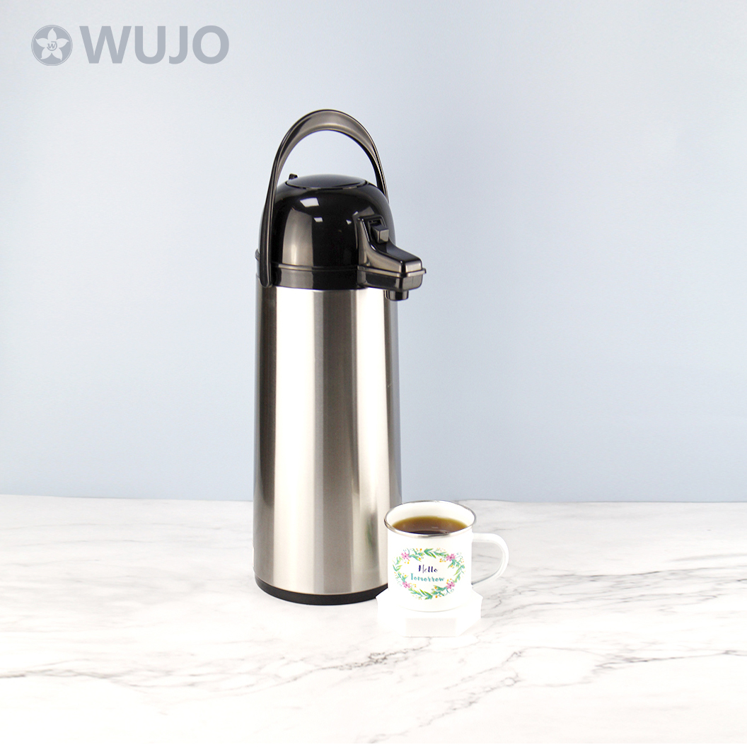 WUJO 1.9L Glass Inner Customized Logo Vacuum Insulated Hot Water Airpot