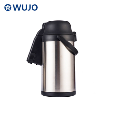 WUJO hot cold water air pump coffee pot flask thermos stainless steel  airpot with lever