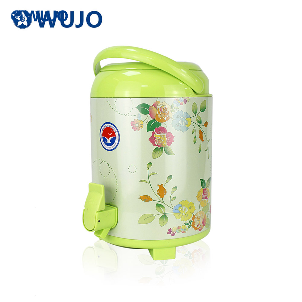 WUJO Hot Cold Metal Printing Insulation Thermos Bucket Barrel Thermal Bucket Water Jar with Faucet
