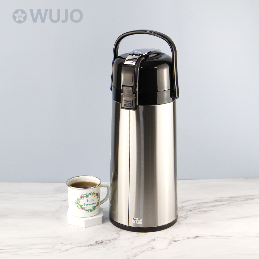 Manufacturer 2.2L Hot Water Vacuum Insulated Glass Liner Stainless Steel Coffee Pump Pot